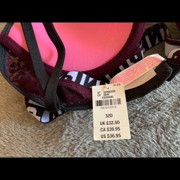 VS Bralette Bra Leopard Lace, Logo Band Push-up - Picture 3 of 4